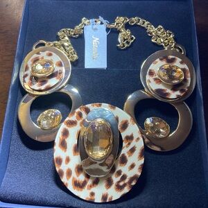 Natasha Couture Leopard Print and Gold Necklace